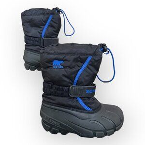 Kids Flurry Weather Resistant Snow Boot Black Blue Removable Lining Size Kid 12